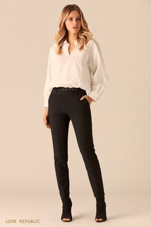 

Хлопковая рубашка белого цвета с рукавами реглан