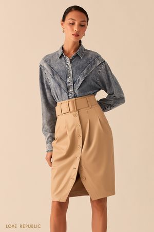 

Oversize рубашка из вареного денима