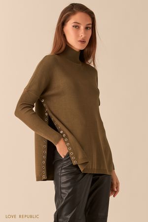 

Трикотажный джемпер oversize с разрезами по бокам