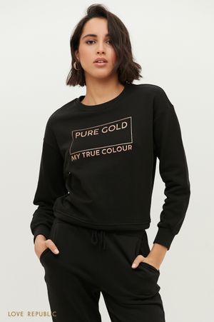 

Свитшот свободного кроя с принтом на груди