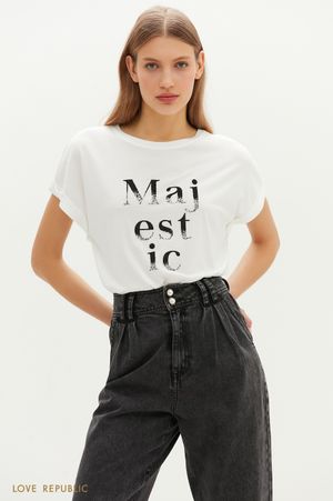 

Футболка расслабленного силуэта из модала с принтом "MAJESTIC"