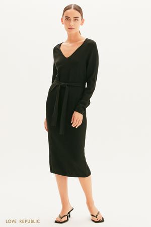 Трикотажное платье с поясом LOVE REPUBLIC 1359308508