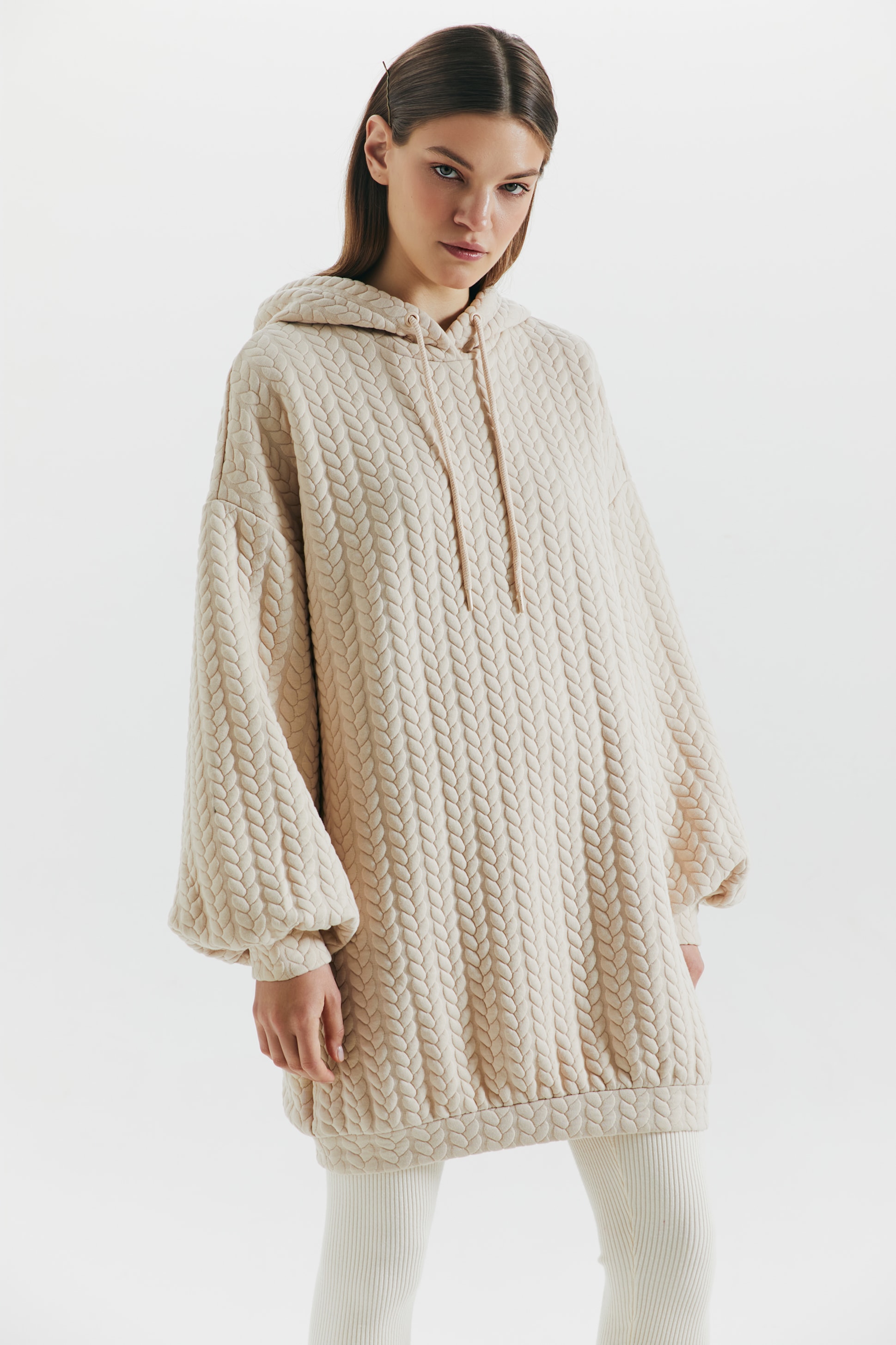 Oversize платье-худи с узором 1450211515-61