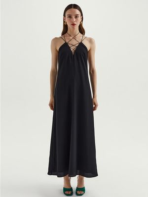 

Платье макси с завязками и открытой спиной