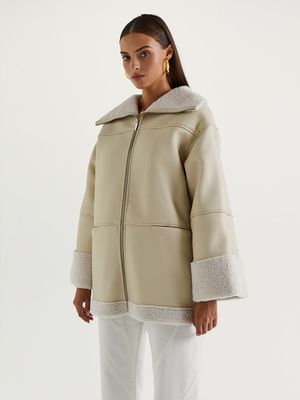 

Свободная дубленка из экокожи