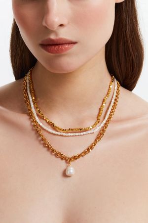 

Многослойная цепочка с натуральным жемчугом и перламутром