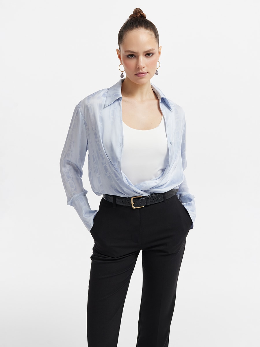 Атласная рубашка с принтом