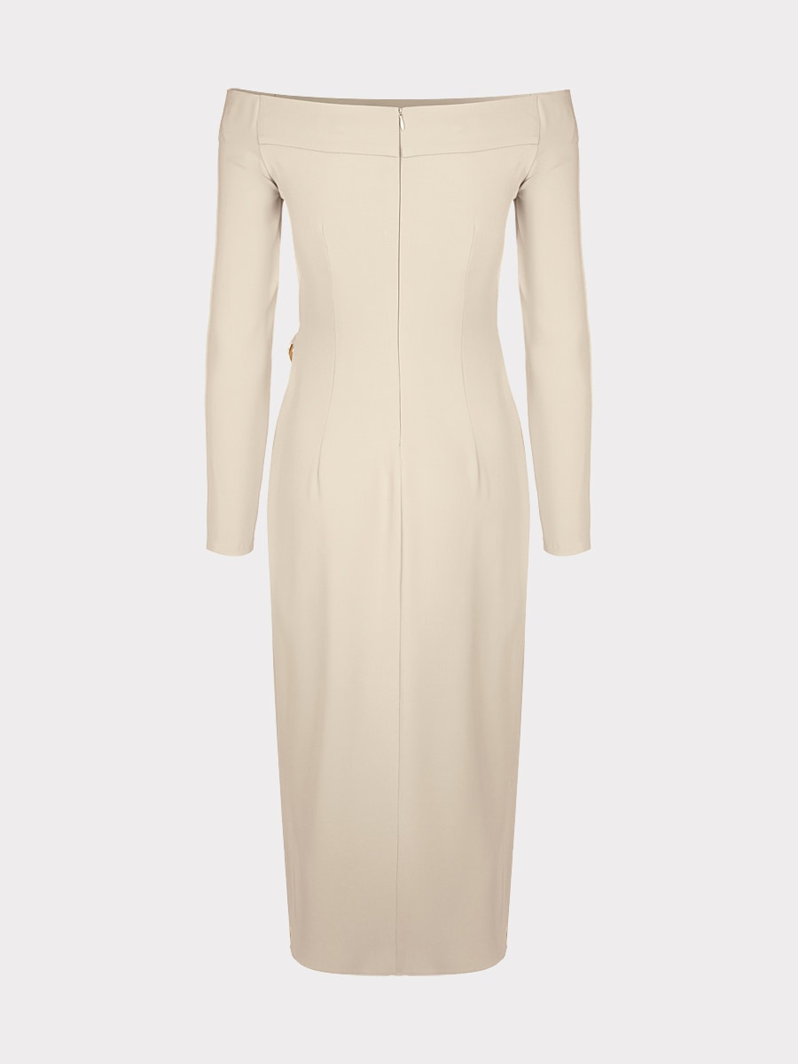 Платье миди с открытыми плечами
