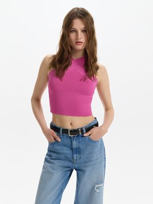 

Трикотажный топ с воротником халтер