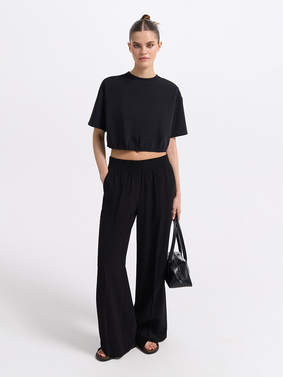 Брюки-палаццо с эластичным поясом