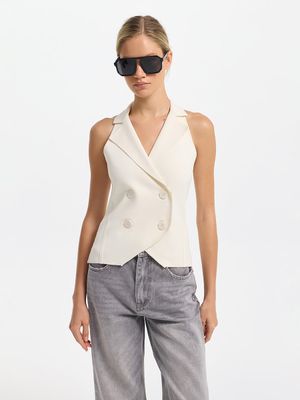 Двубортный трикотажный жилет