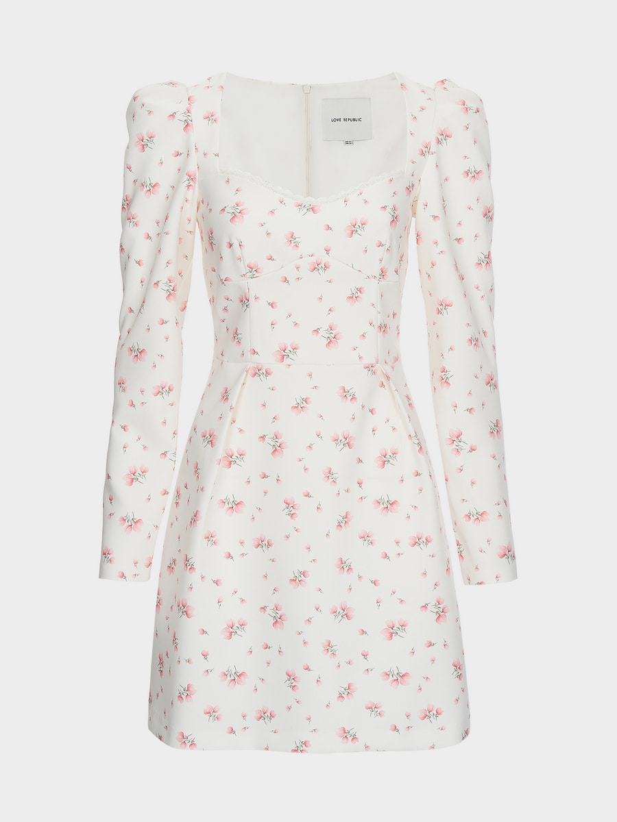 Платье мини с цветочным принтом