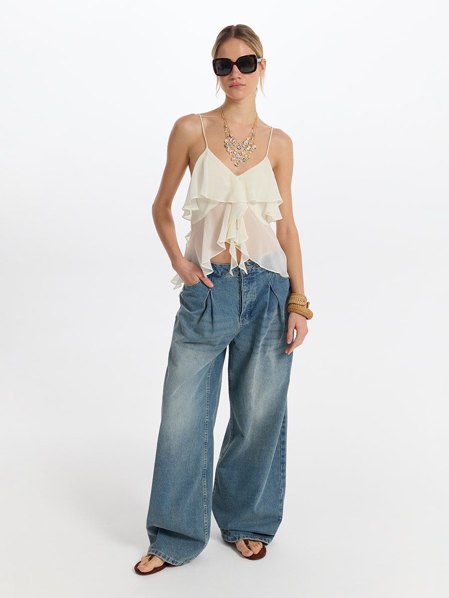 Шифоновый топ с оборками 5255040364-60