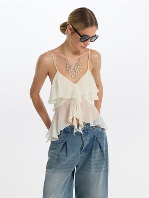 

Шифоновый топ с оборками