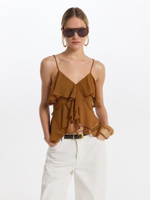 

Шифоновый топ с оборками