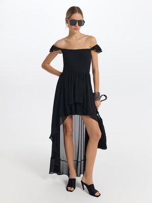 

Шифоновое платье асимметричного кроя