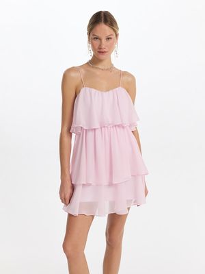 Шифоновое платье мини с воланами