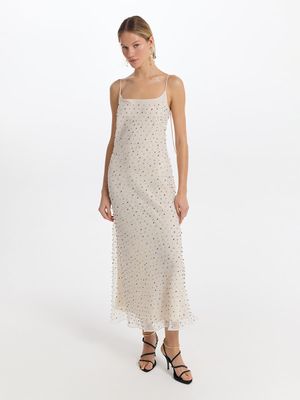 Шифоновое платье с кристаллами