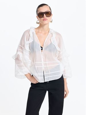 

Блузка из тенселя с воланами