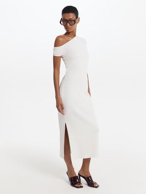 Трикотажное платье миди асимметричного кроя