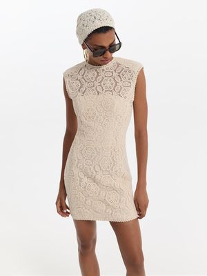 

Кружевное платье мини из хлопка