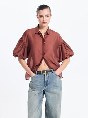 

Блузка из тенселя с объемными рукавами