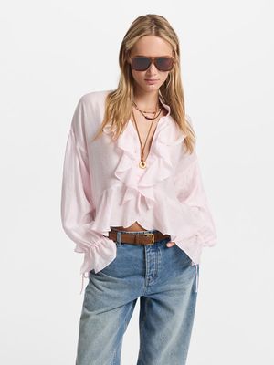 

Блузка из тенселя с воланами