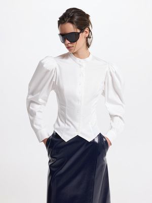 

Блузка из хлопка с объемными рукавами