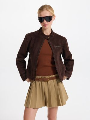 

Укороченная куртка из экозамши