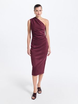 

Платье на одно плечо из экозамши