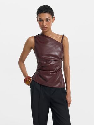 

Асимметричный топ из экокожи