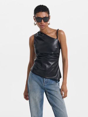 

Асимметричный топ из экокожи