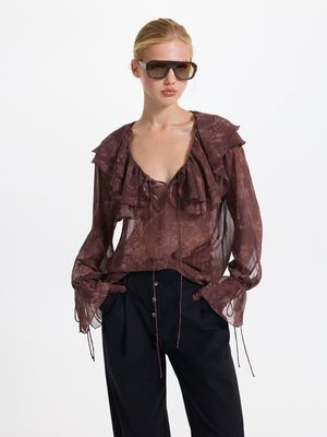 Шифоновая блузка с воланами