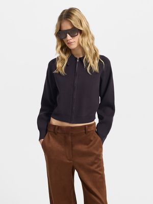 

Кардиган на молнии с отложным воротником