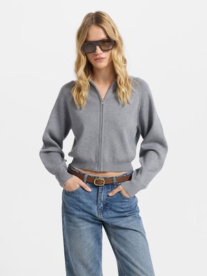 

Кардиган на молнии с отложным воротником