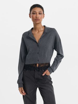 Кардиган с шерстью и кружевом