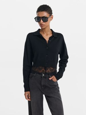 

Кардиган с шерстью и кружевом