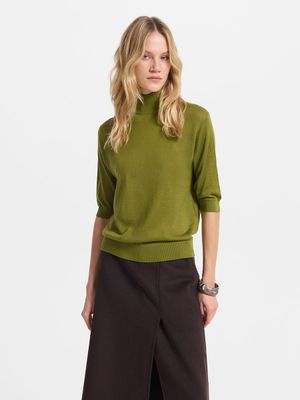 

Свитер из шерсти с короткими рукавами