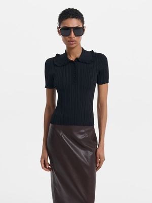 

Джемпер-поло с акцентным воротником