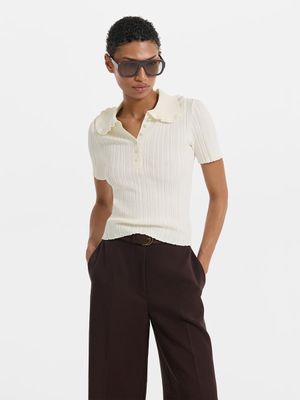 

Джемпер-поло с акцентным воротником