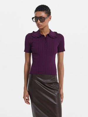 

Джемпер-поло с акцентным воротником