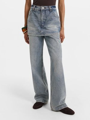 

Джинсы Straight fit с юбкой мини