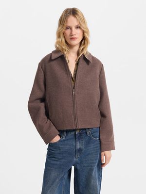 

Укороченная куртка из пальтовой ткани