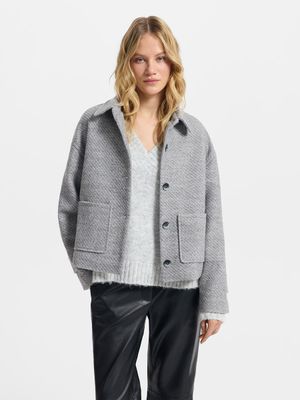 

Укороченная куртка из пальтовой ткани с шерстью