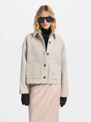 

Укороченная куртка из пальтовой ткани с шерстью