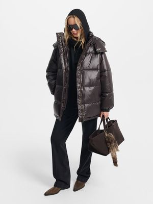 

Стеганый пуховик из водонепроницаемого нейлона