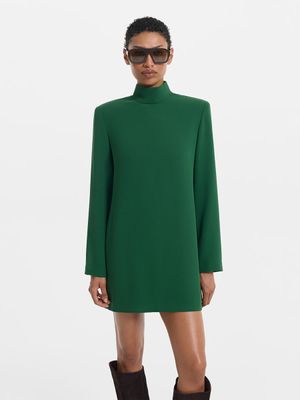 

Платье мини с воротником-стойкой