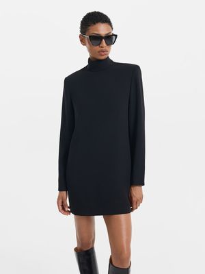 

Платье мини с воротником-стойкой