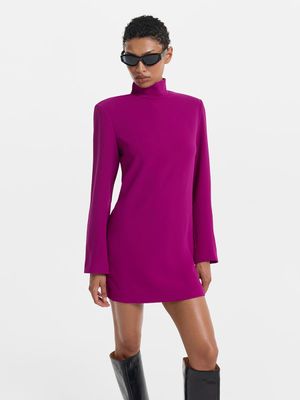 

Платье мини с воротником-стойкой