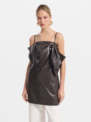 

Платье мини из экокожи